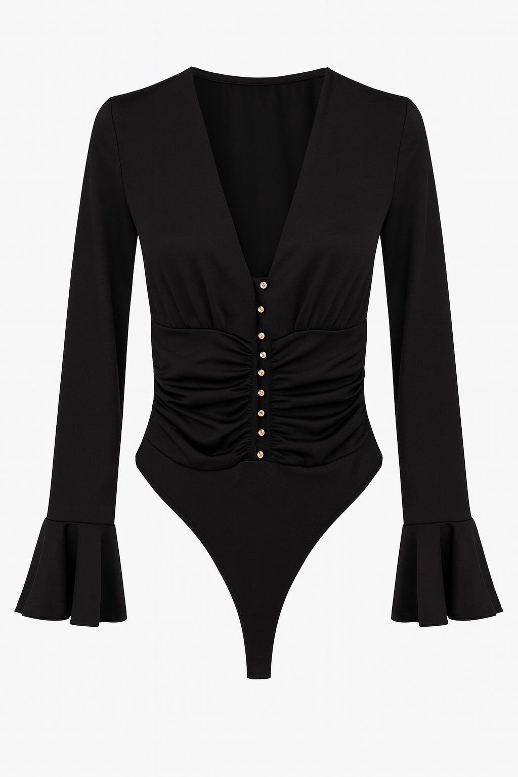 Body con bottoni oro e manica voilant - R.a. Boutique