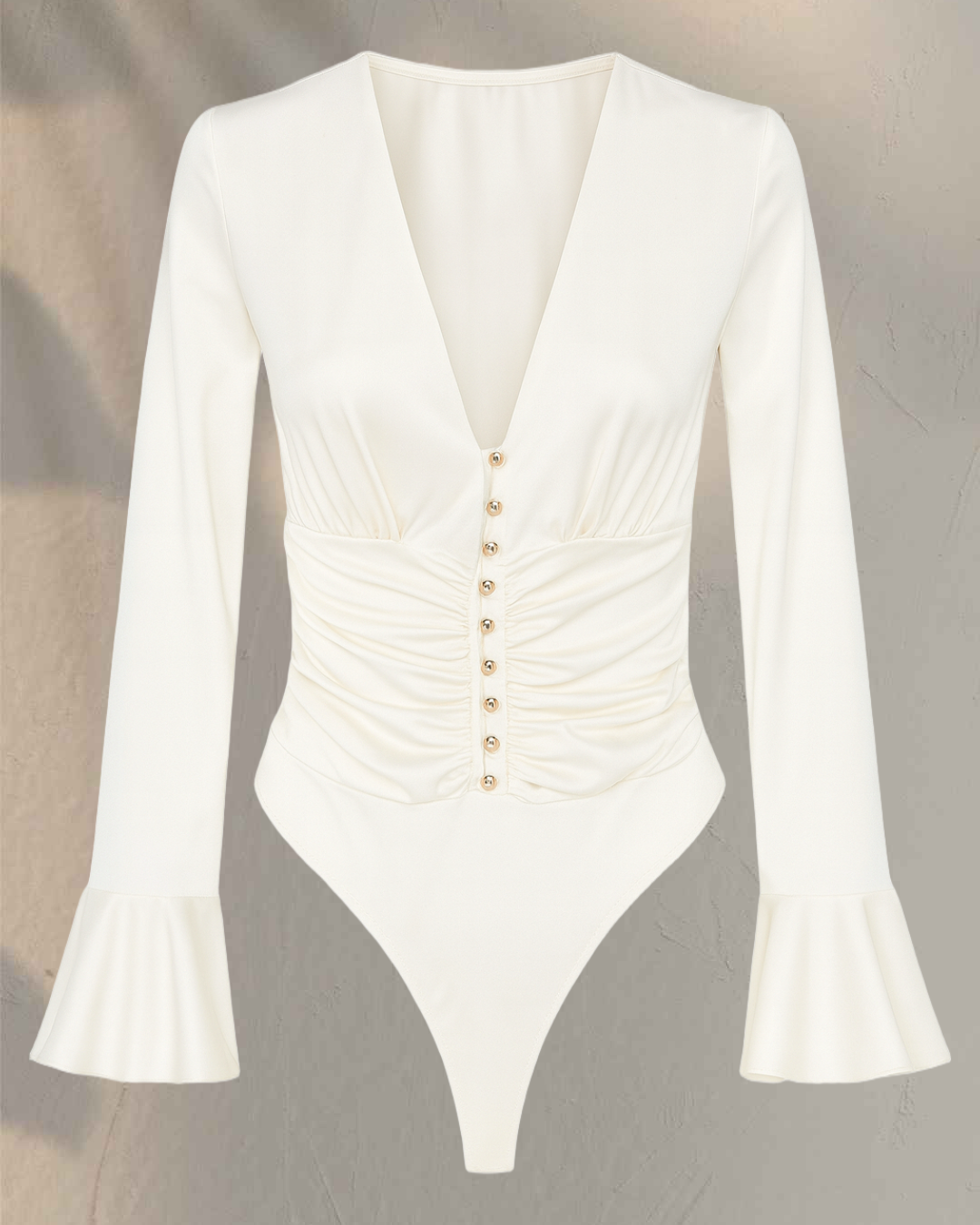 Body con bottoni oro e manica voilant - R.a. Boutique