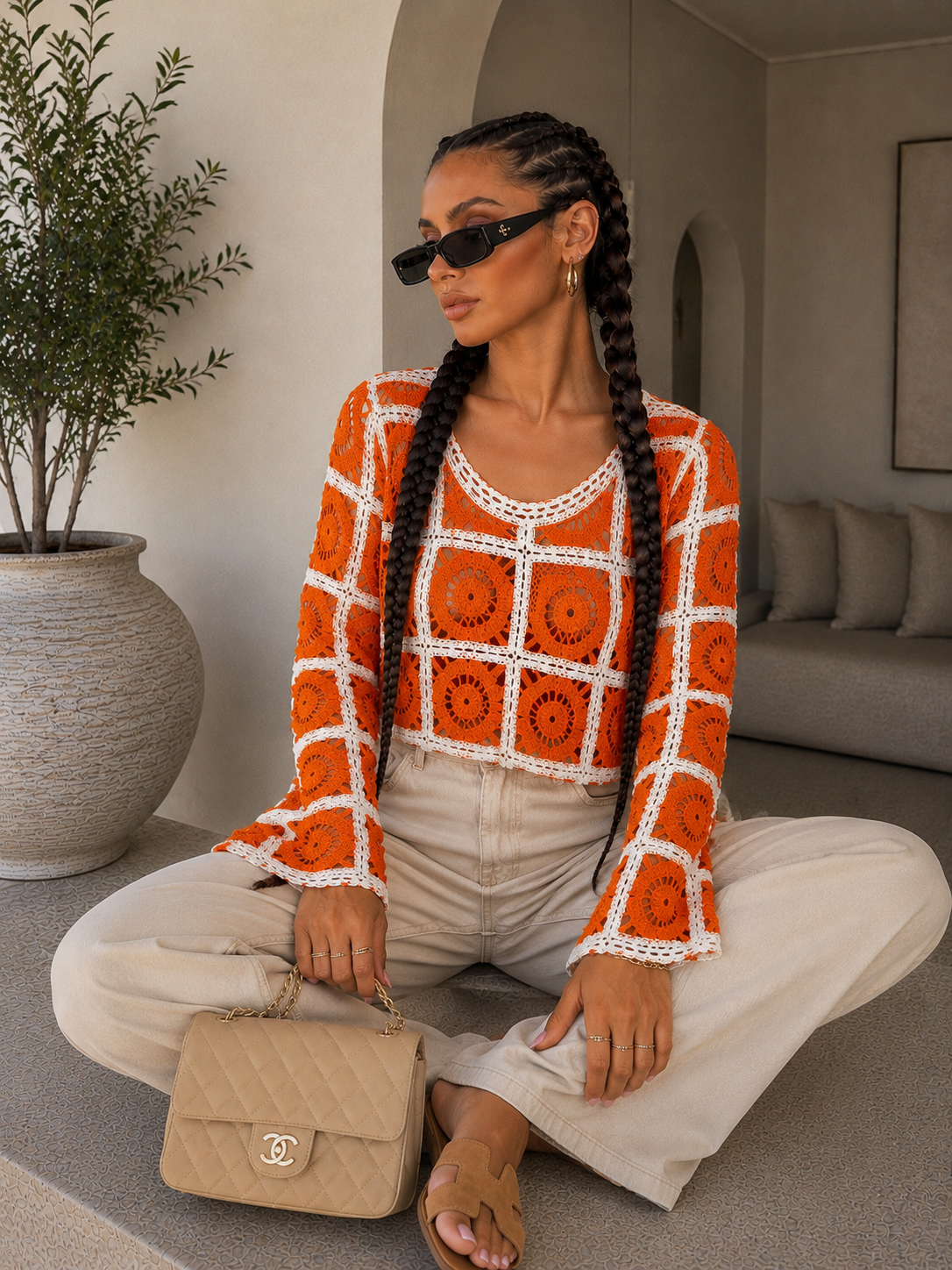 Maglia Crochet Geometrica Color Block - R.a. Boutique