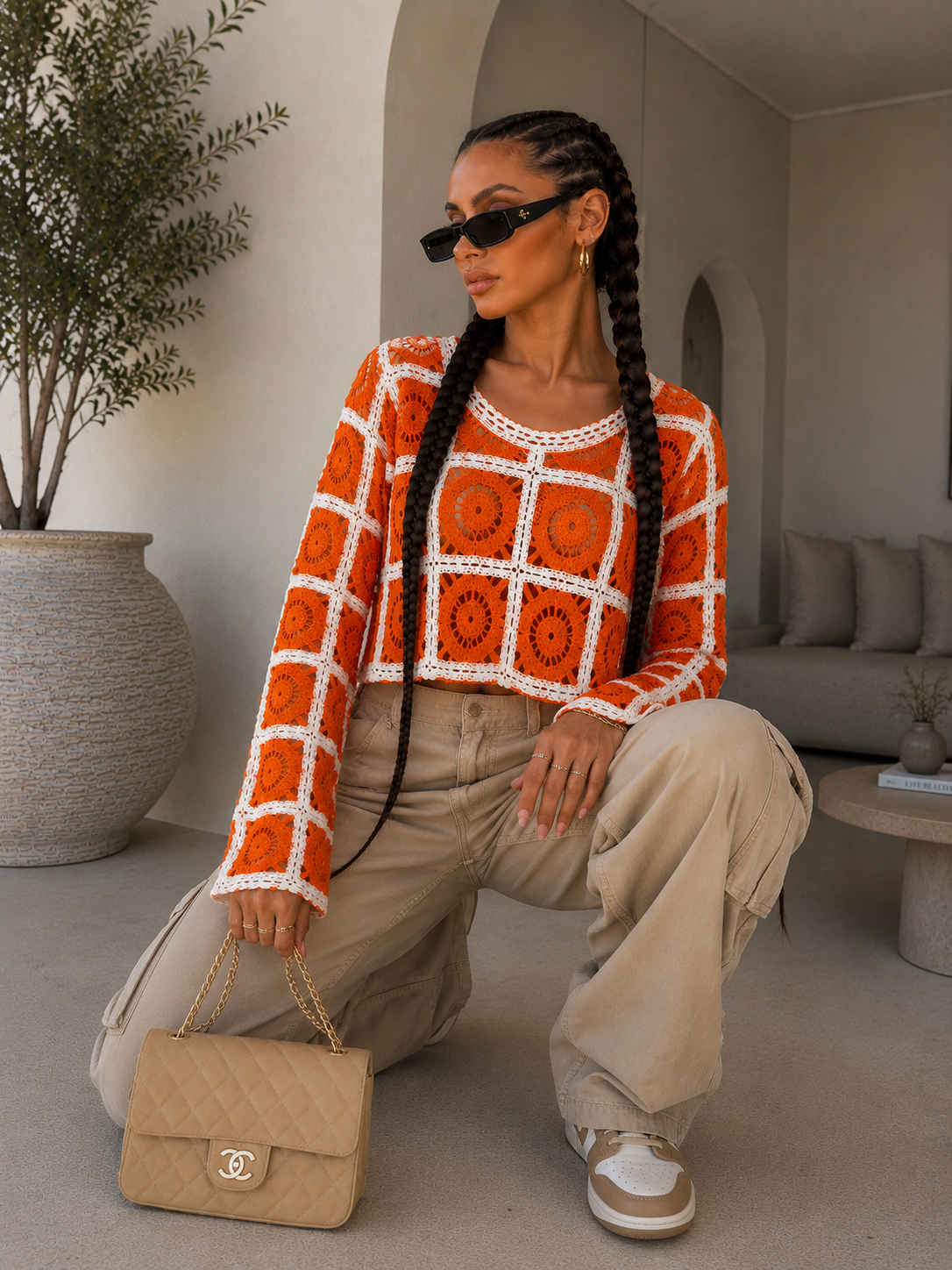 Maglia Crochet Geometrica Color Block - R.a. Boutique