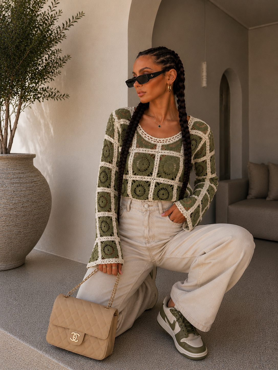 Maglia Crochet Geometrica Color Block - R.a. Boutique