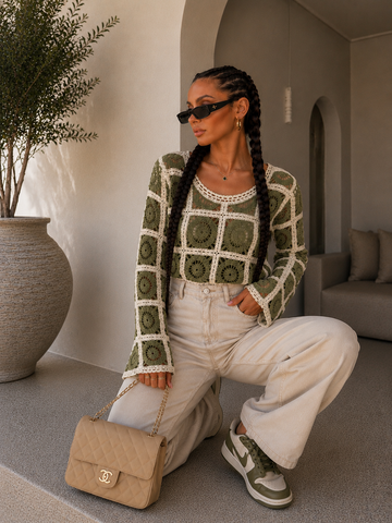 Maglia Crochet Geometrica Color Block - R.a. Boutique
