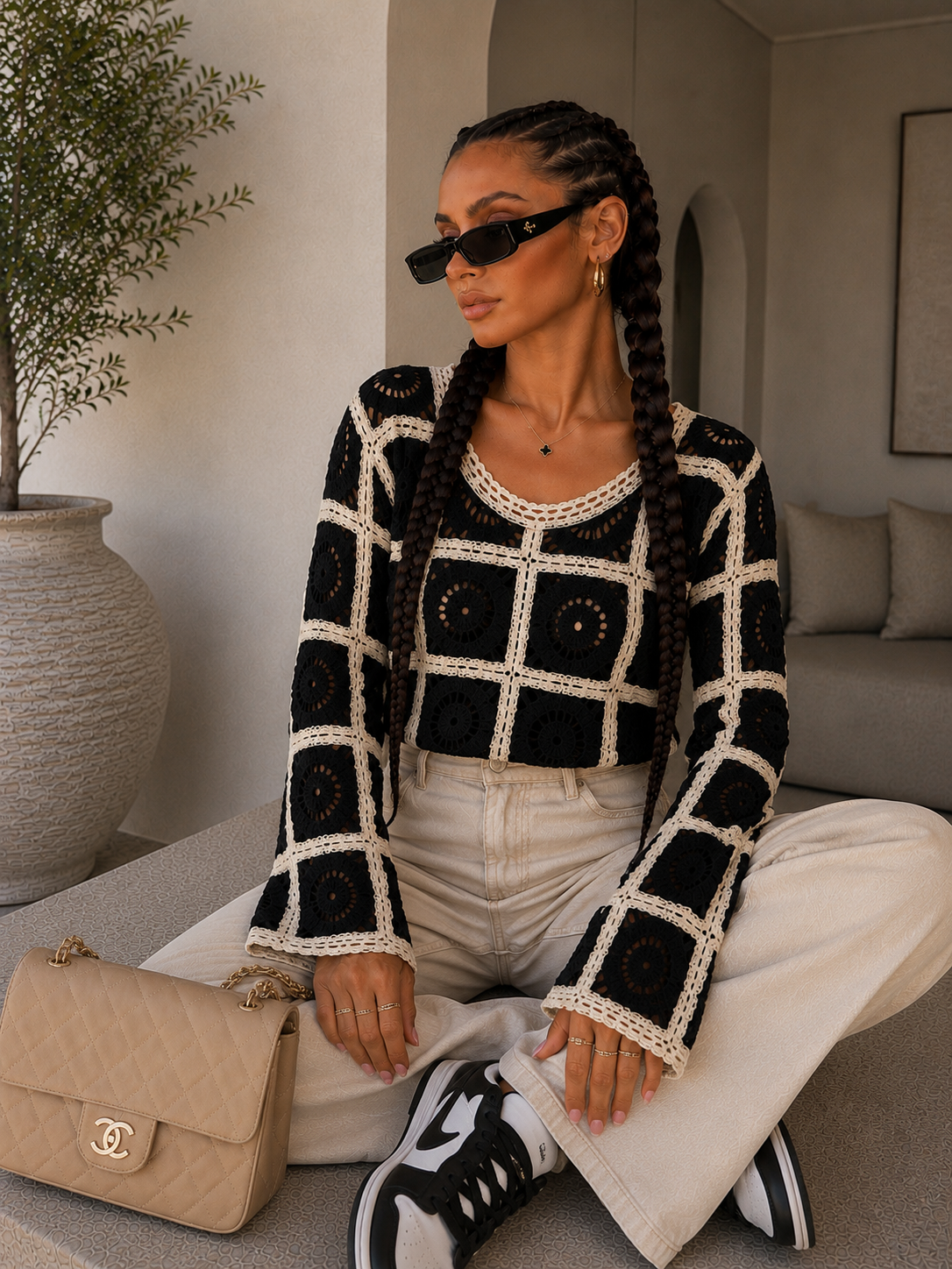 Maglia Crochet Geometrica Color Block - R.a. Boutique