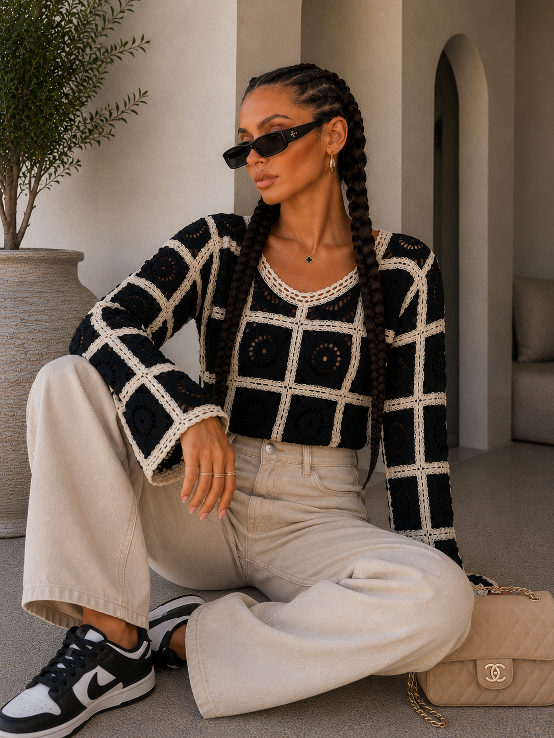 Maglia Crochet Geometrica Color Block - R.a. Boutique