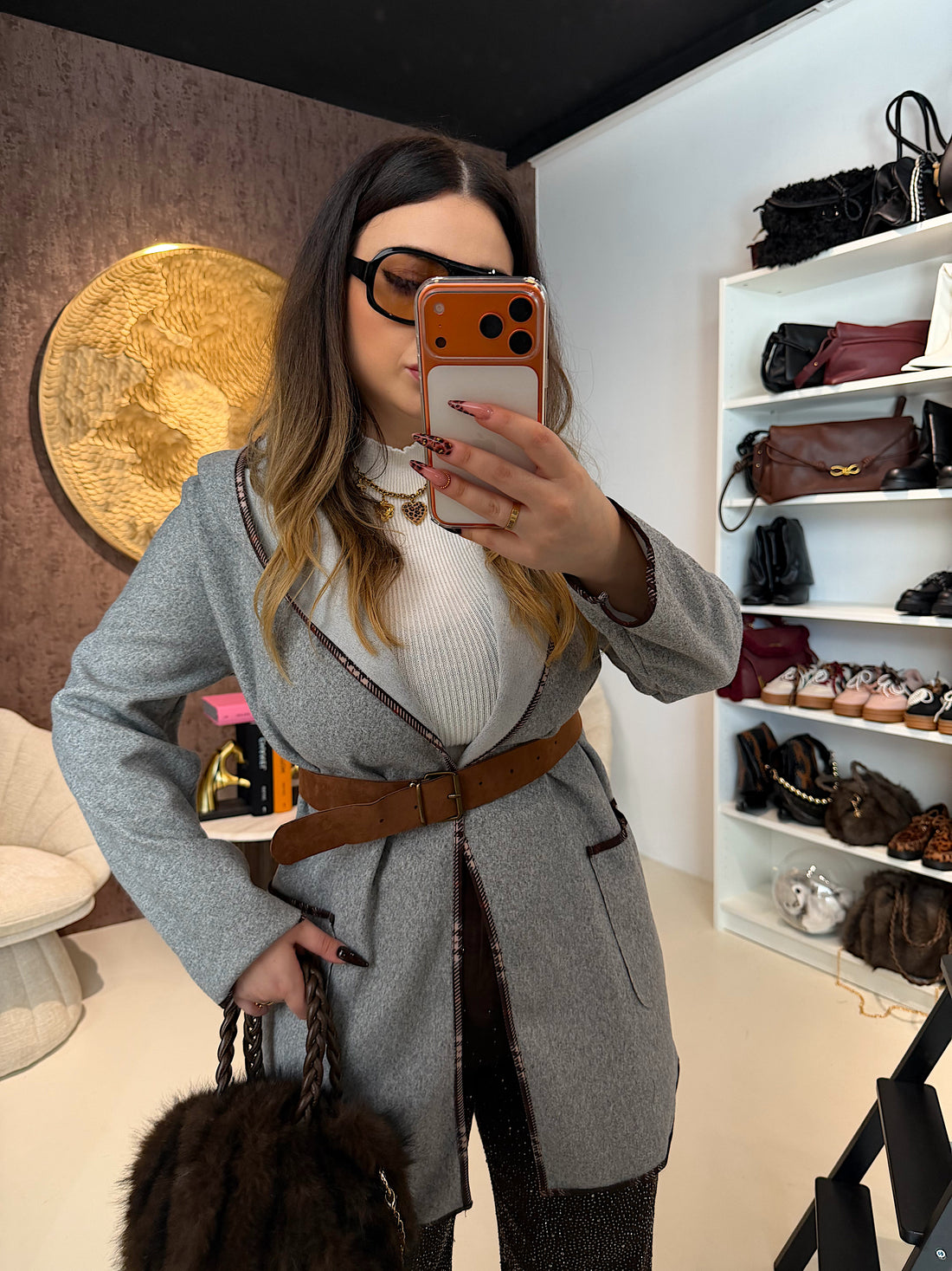 Cappotto Corto con Cintura in Vita e Dettagli - R.a. Boutique