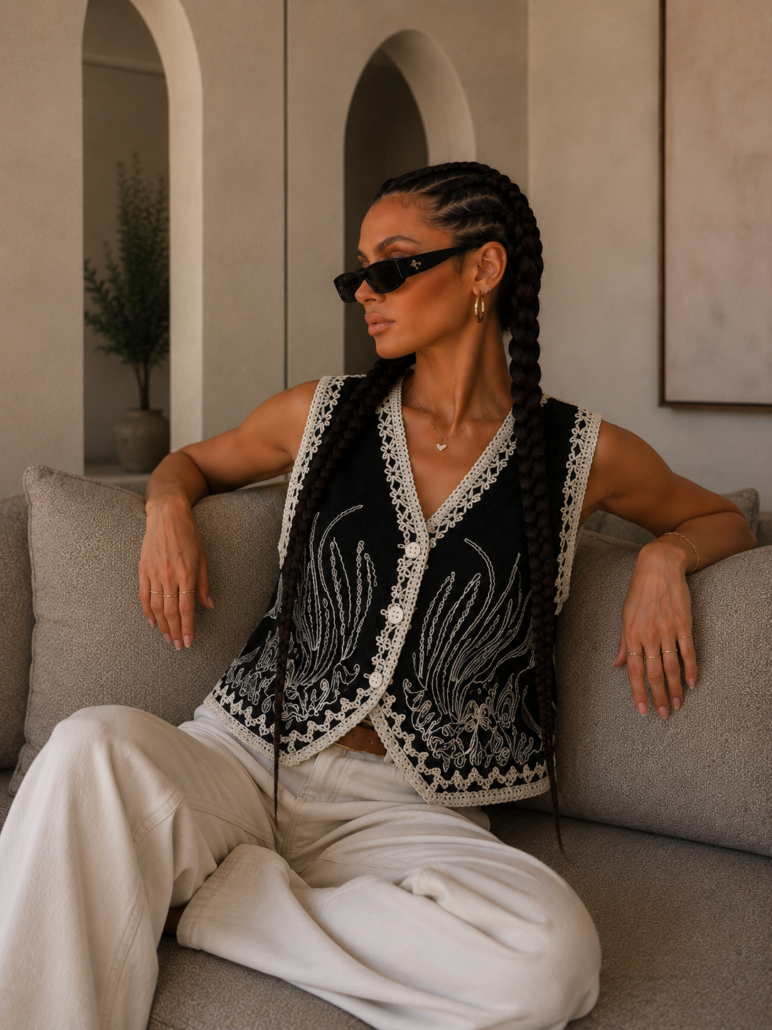 Gilet Ricamato con Paillettes - R.a. Boutique
