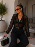 Cardigan in pizzo ricamato trasparente - R.a. Boutique