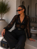 Cardigan in pizzo ricamato trasparente - R.a. Boutique