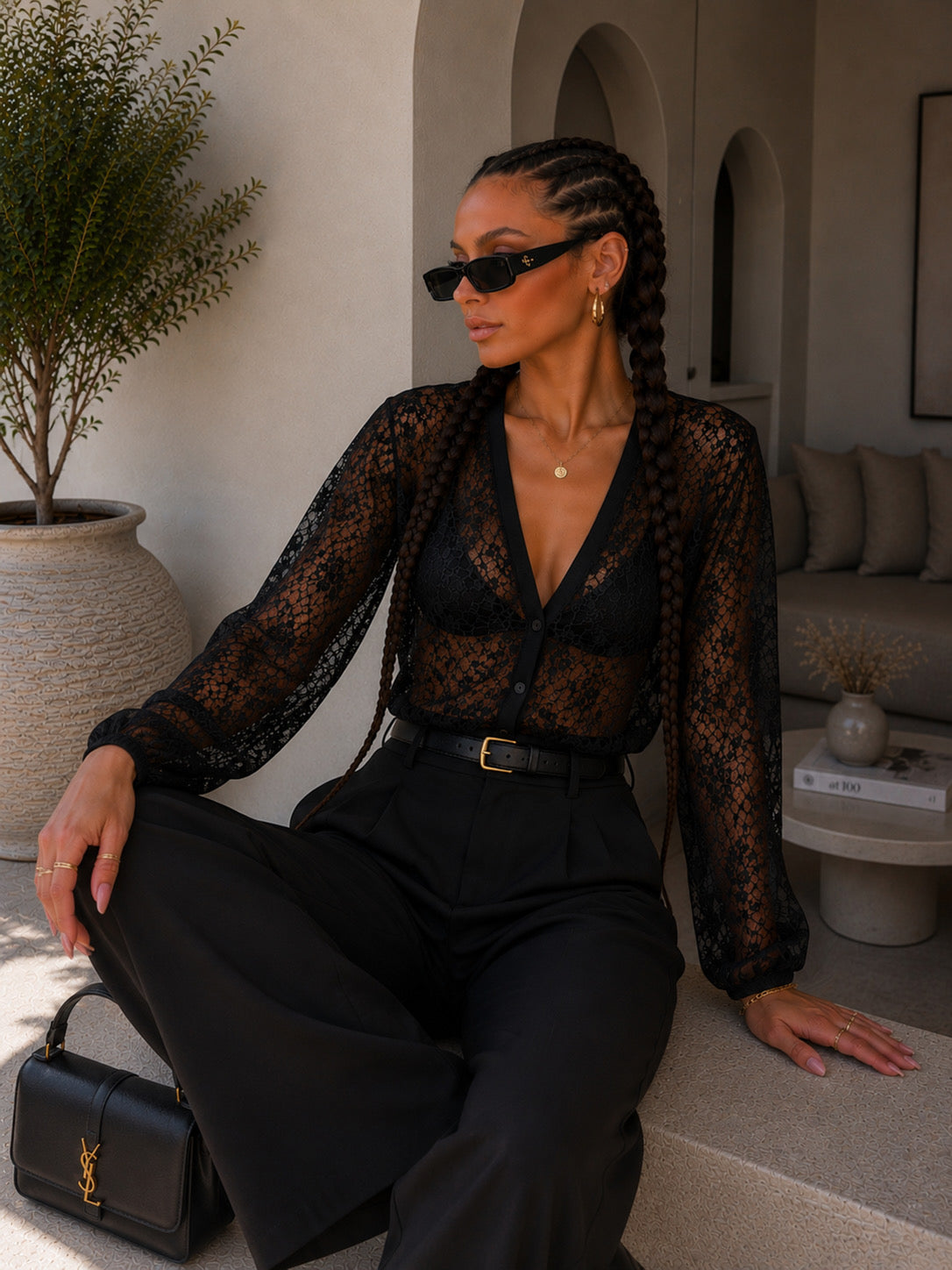 Cardigan in pizzo ricamato trasparente - R.a. Boutique
