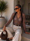 Cardigan in pizzo ricamato trasparente - R.a. Boutique