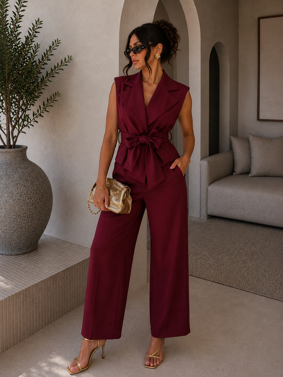 Completo elegante gilet lungo e pantalone - R.a. Boutique