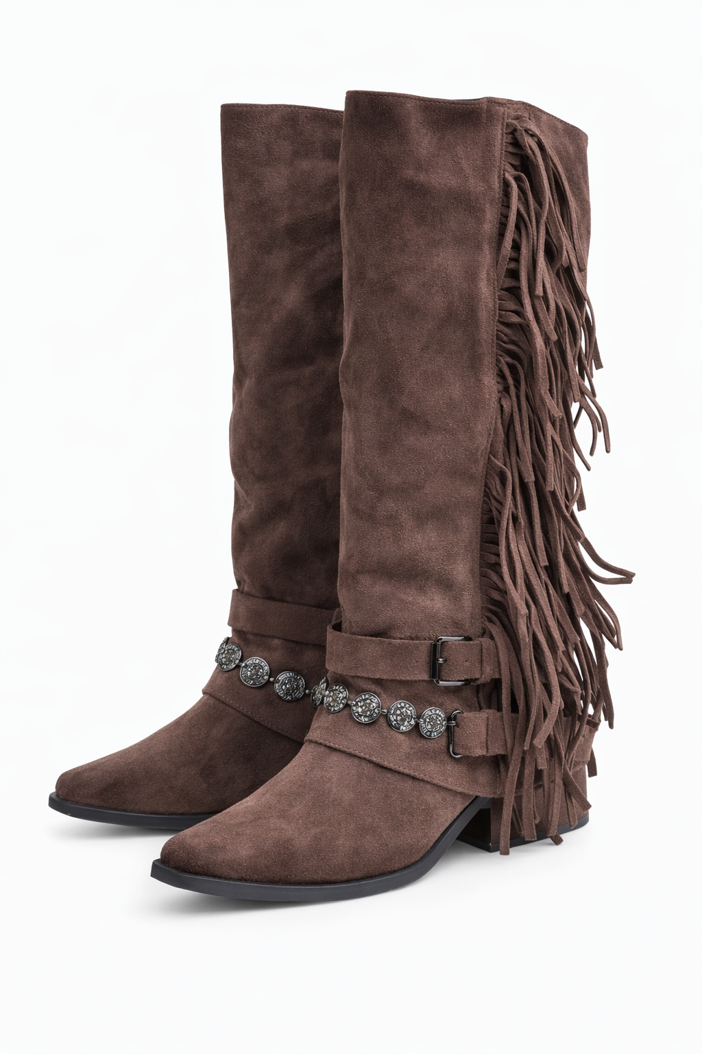 Stivale Texano Frange Wild Marrone Camoscio - R.a. Boutique