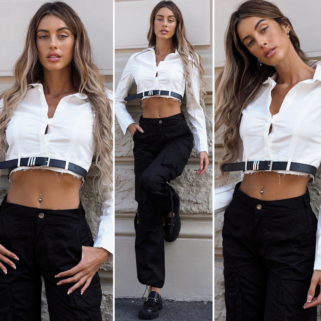 Camicia crop con cintura - R.a. Boutique 