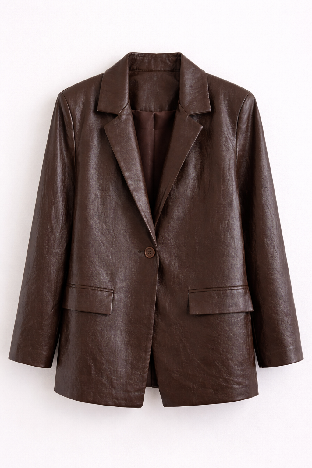 Blazer Effetto Pelle Marrone Chocolate - R.a. Boutique