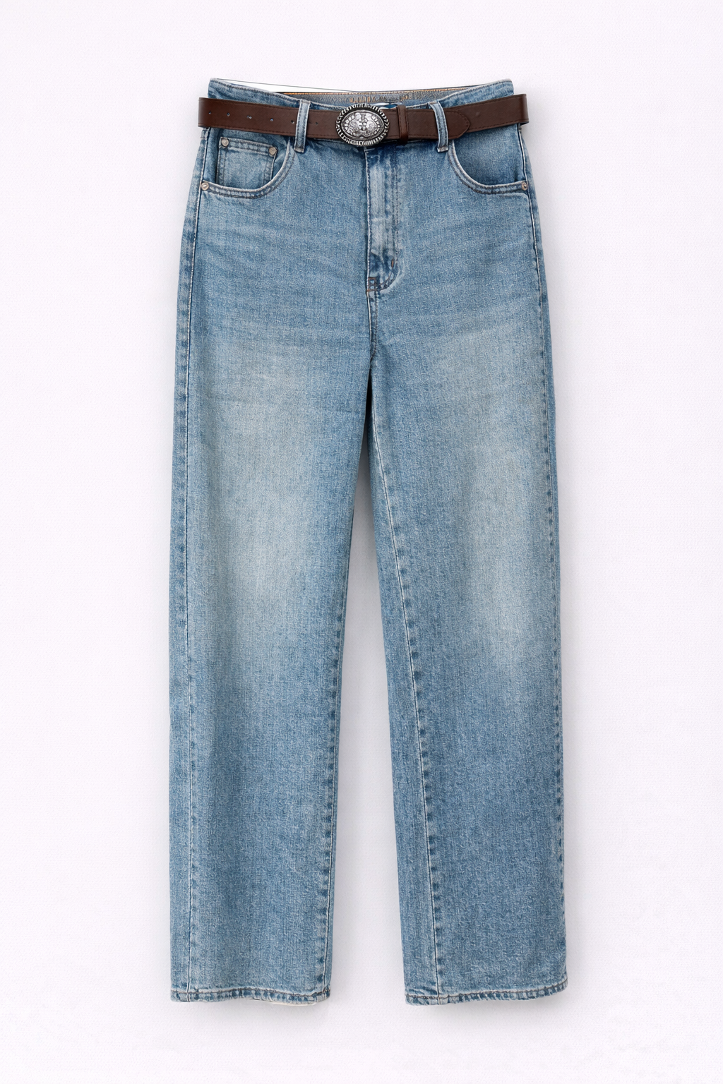 Jeans Dritto Denim Vintage con Cintura - R.a. Boutique