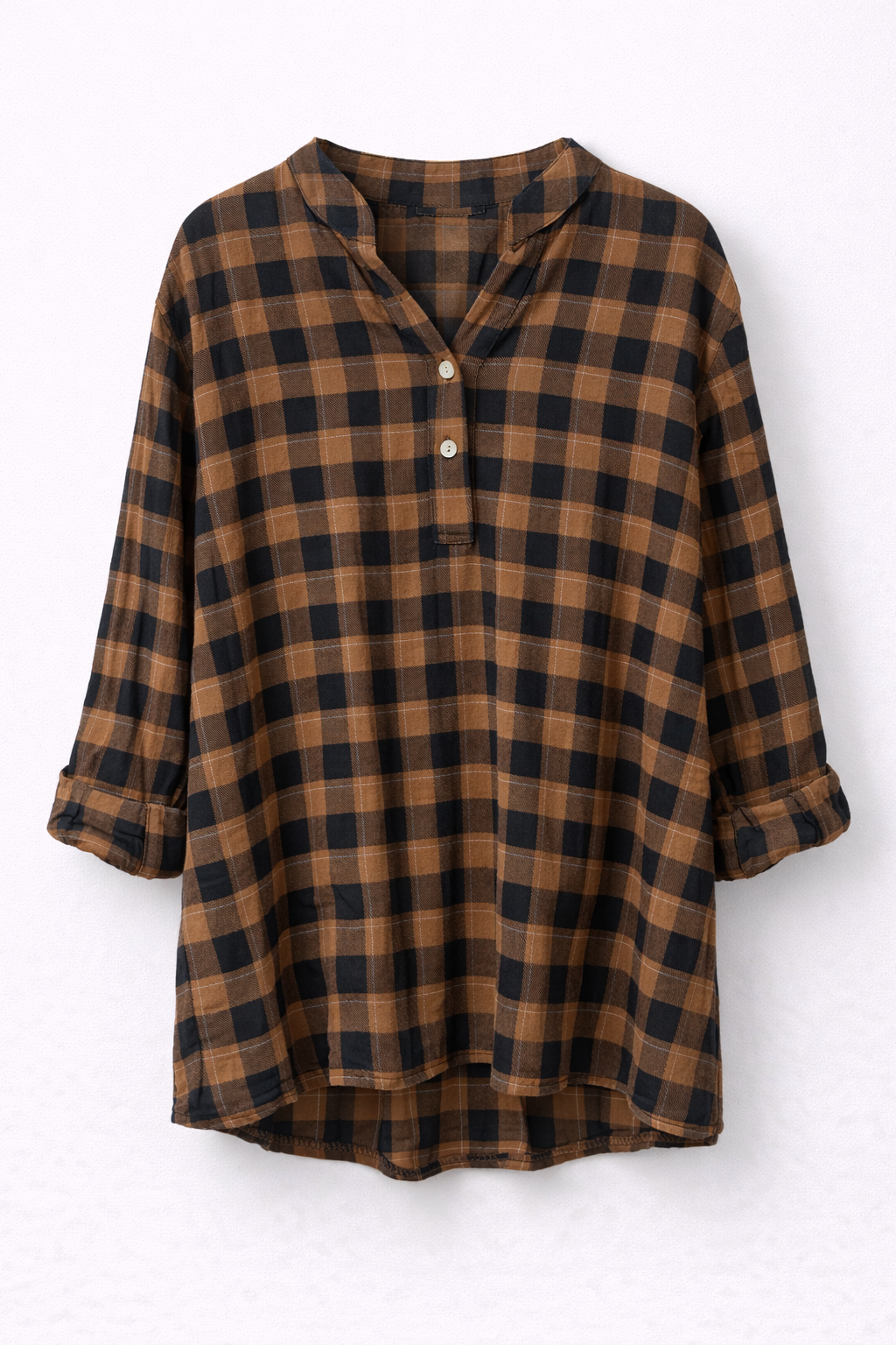 Camicia Check Marrone e Nero Oversize - R.a. Boutique