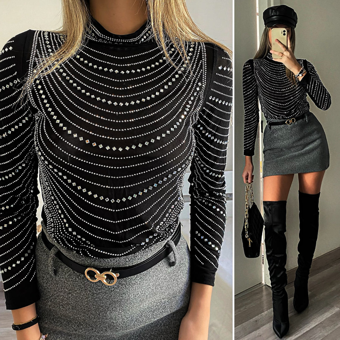 Blusa in velo con strass - R.a. Boutique 