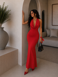 Abito rosso con laccio e scollo - R.a. Boutique
