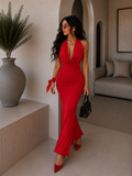 Abito rosso con laccio e scollo - R.a. Boutique