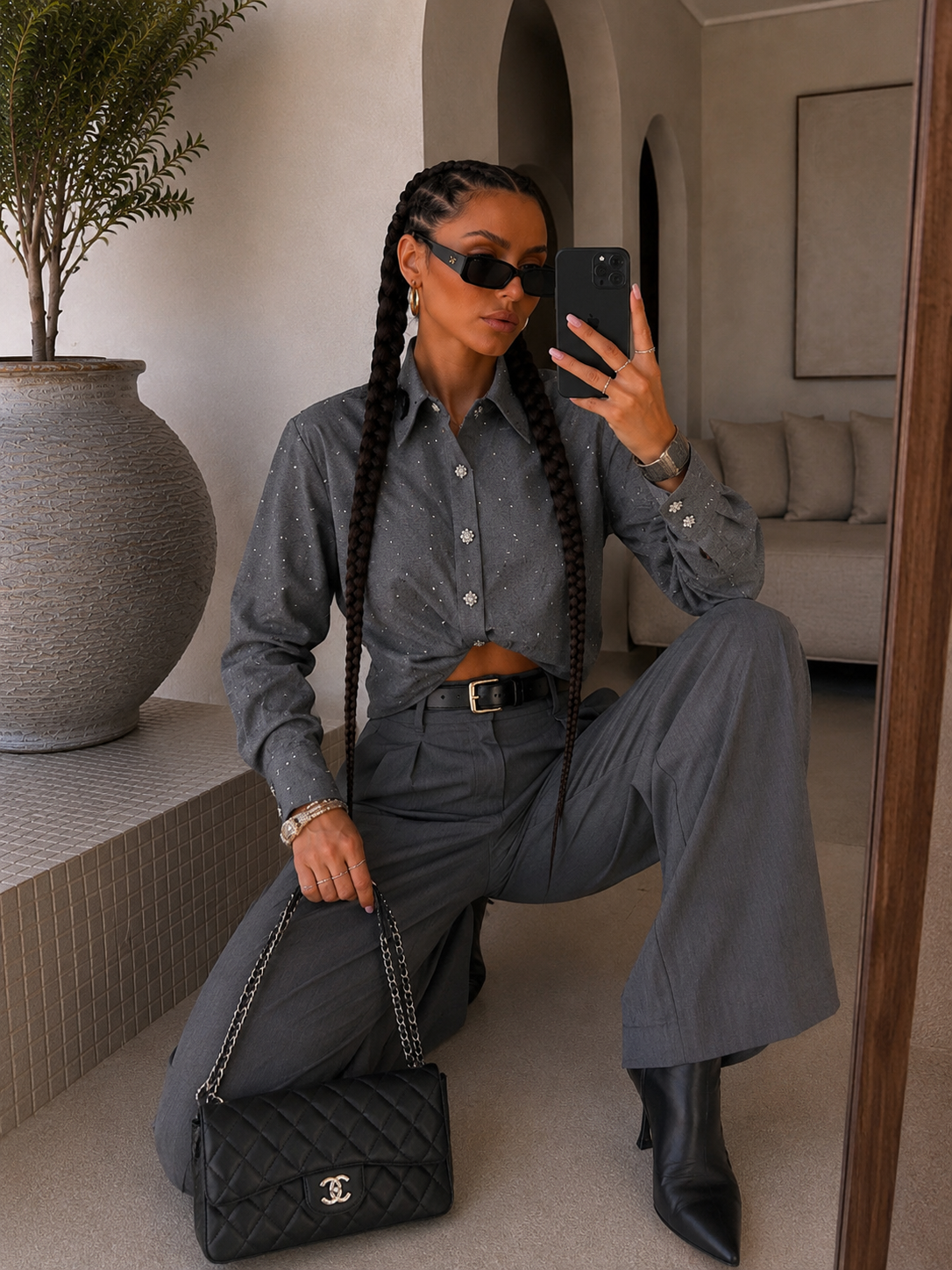 Camicia crop con strass e bottoni gioiello - R.a. Boutique