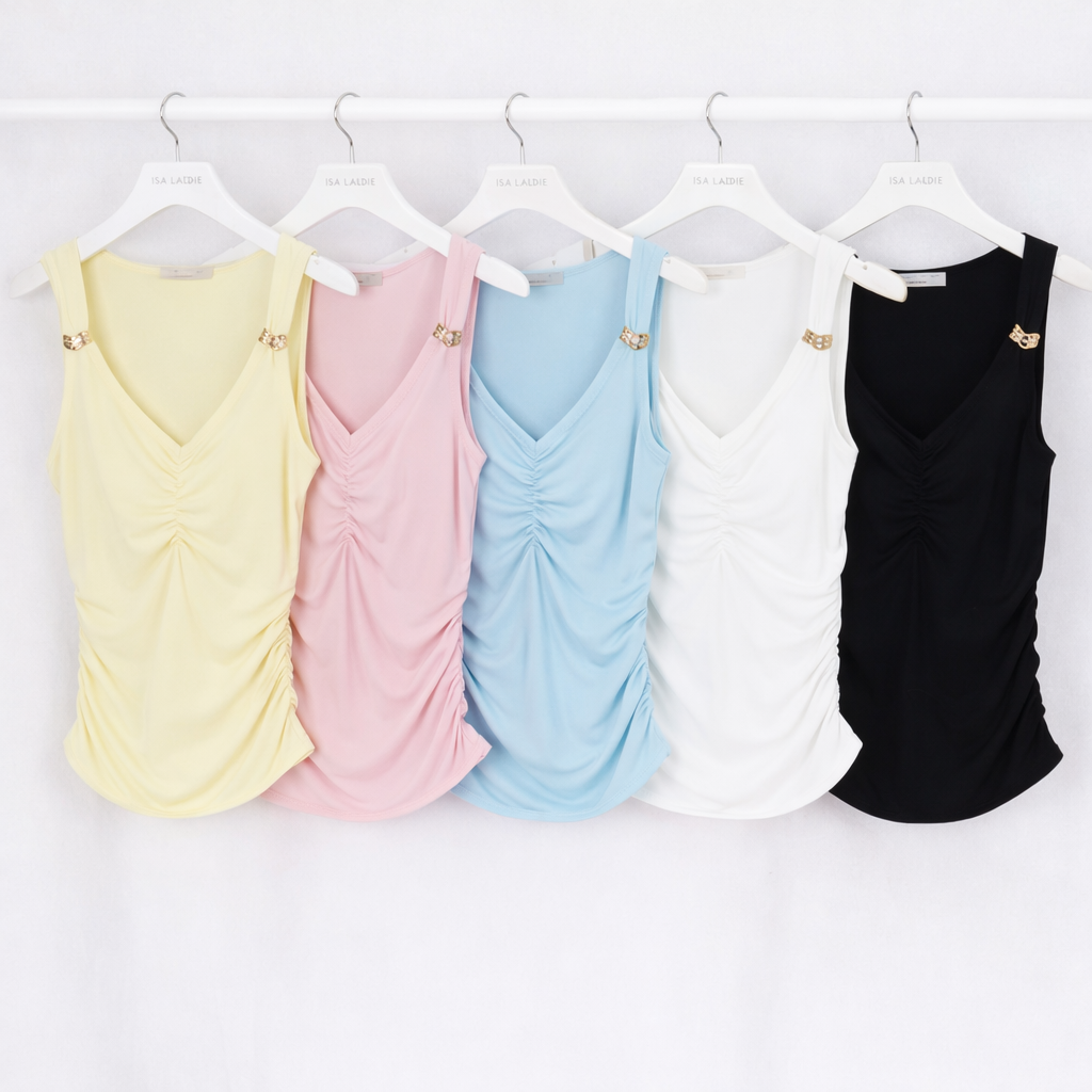 Top drap con gioiello