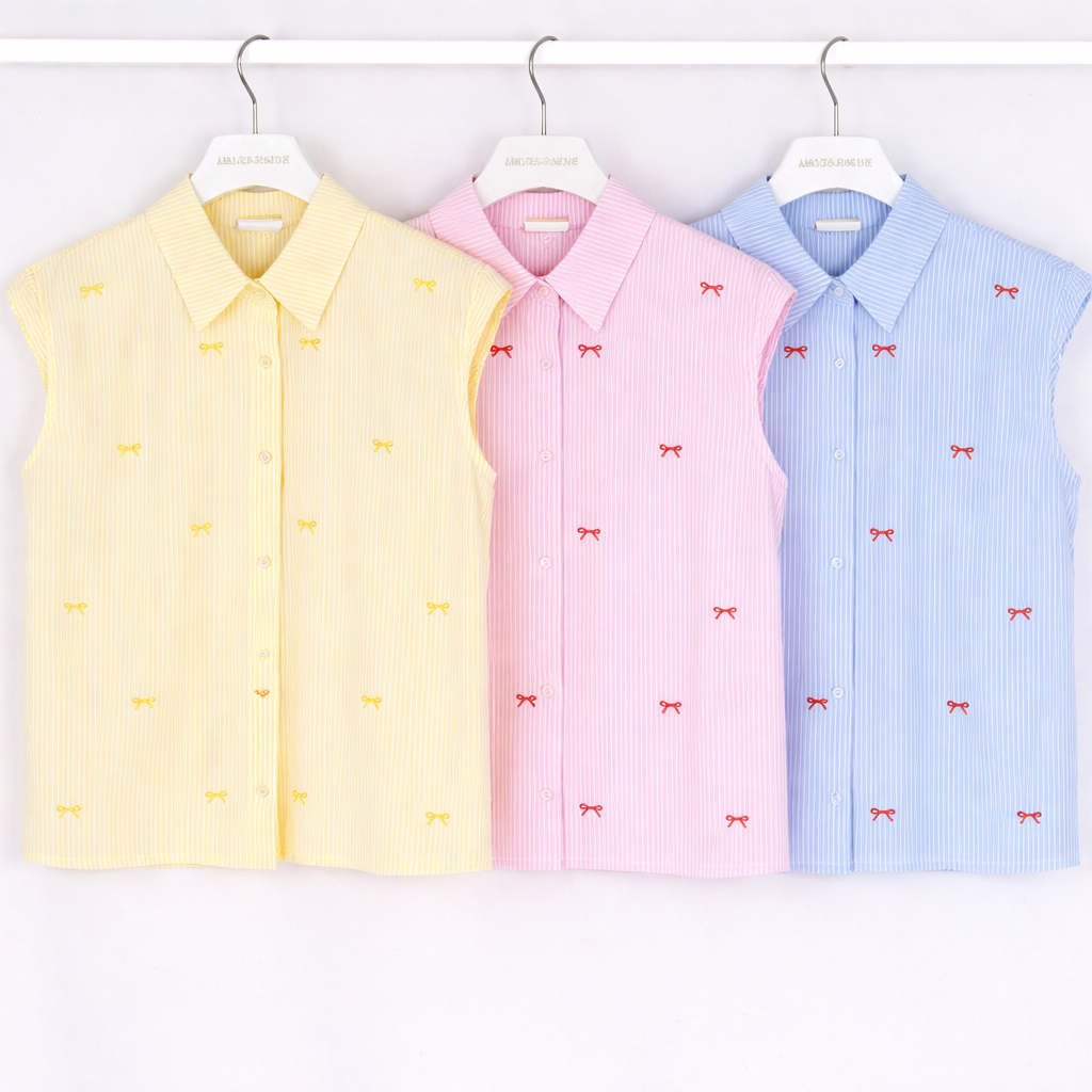 Camicia smanicata con fiocchetti