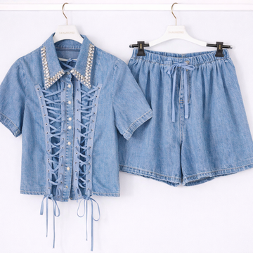 Completo Denim Lace Glam - R.a. Boutique