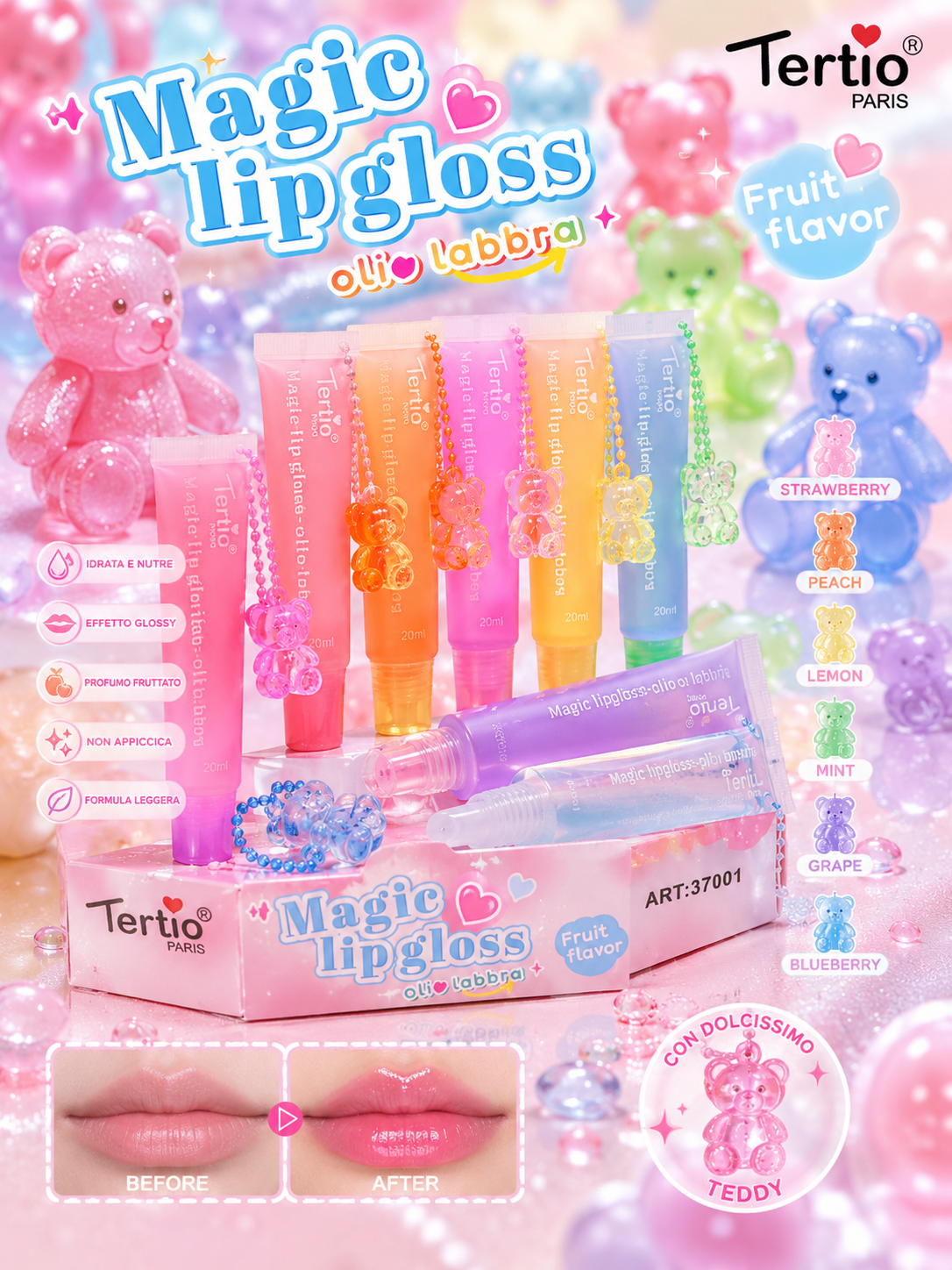 Magic Lipgloss – Olio Labbra Fruit Flavor con Teddy Charm - R.a. Boutique