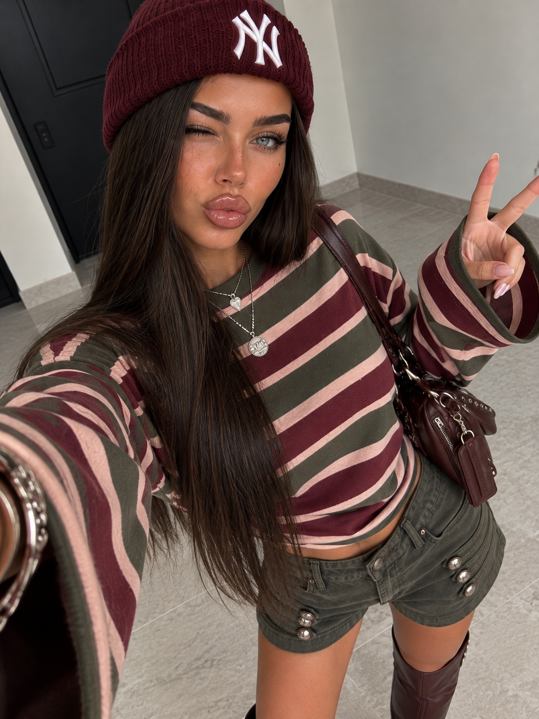 Maglia Soft Stripe Verde Bordeaux e Rosa - R.a. Boutique