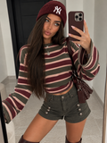 Maglia Soft Stripe Verde Bordeaux e Rosa - R.a. Boutique