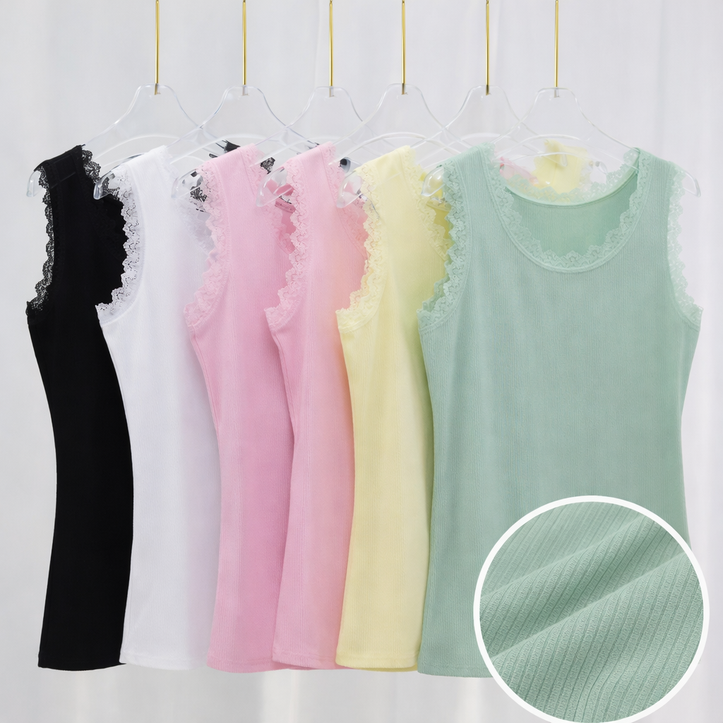 Top smanicato a zig zag con pizzo - R.a. Boutique
