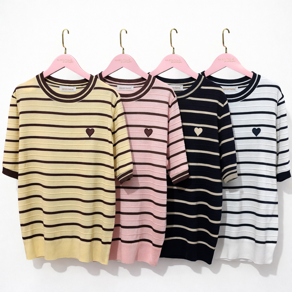 Maglia Knit Stripes Heart - R.a. Boutique