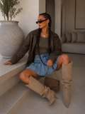 Gonna in denim con pieghe - R.a. Boutique