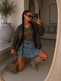 Gonna in denim con pieghe - R.a. Boutique