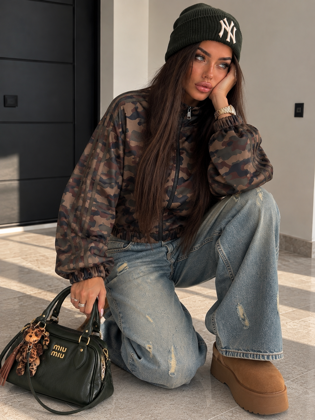 Felpa Camouflage Urban con Righe Marroni - R.a. Boutique