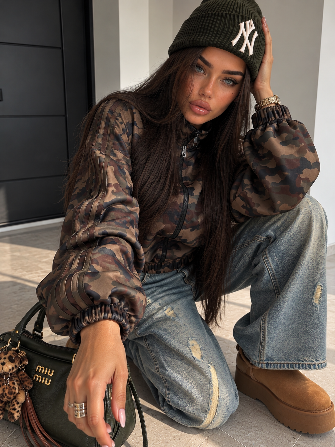 Felpa Camouflage Urban con Righe Marroni - R.a. Boutique