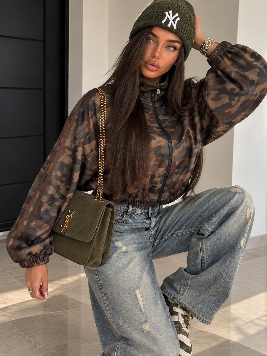 Felpa Camouflage Urban con Righe Marroni - R.a. Boutique