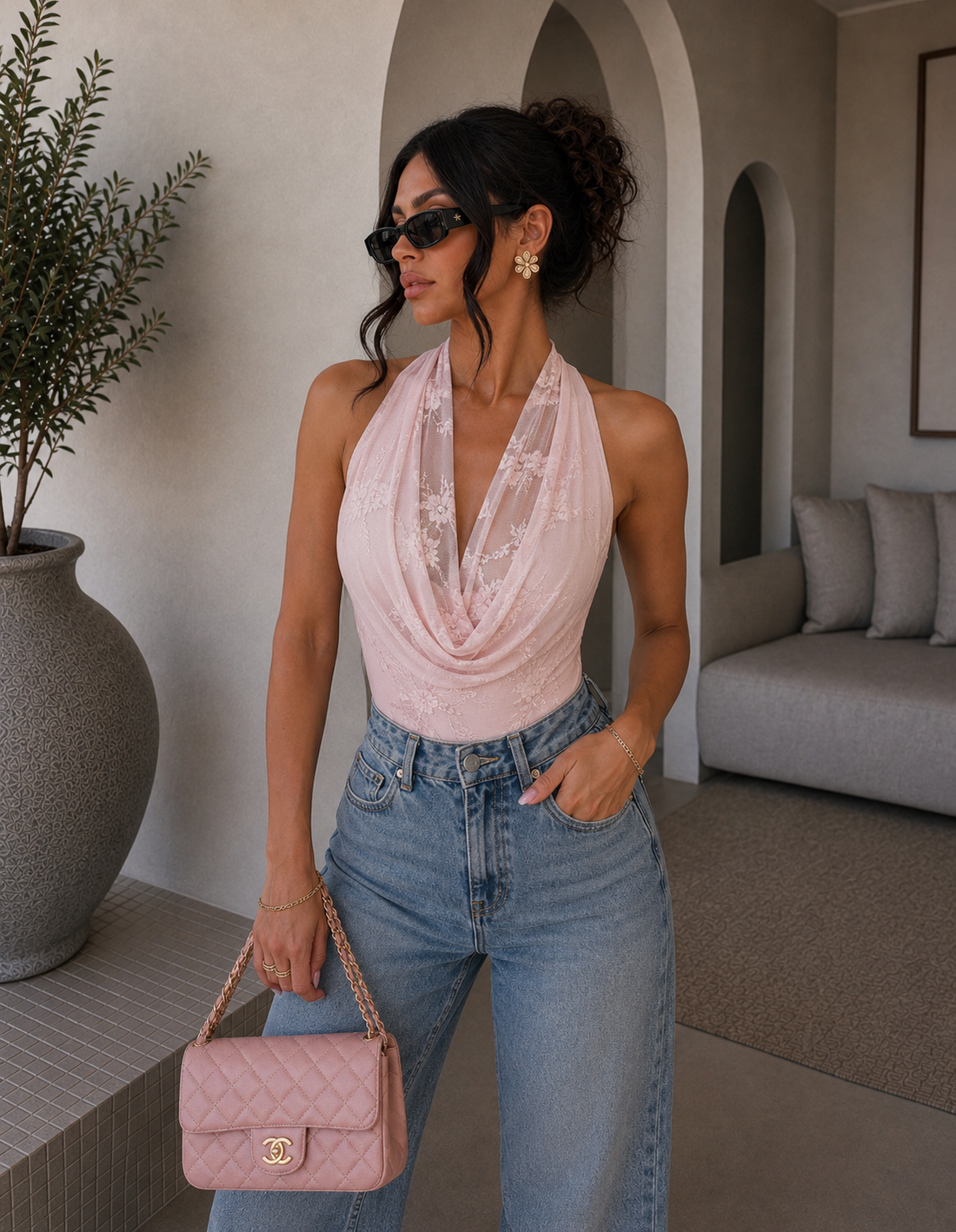 Body drappeggiato con scollo ad anello - R.a. Boutique