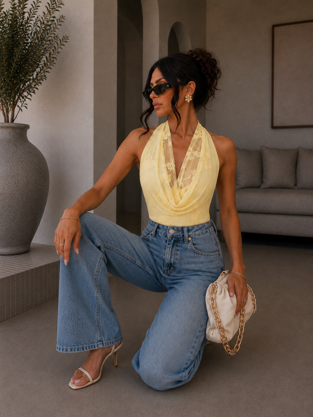 Body drappeggiato con scollo ad anello - R.a. Boutique