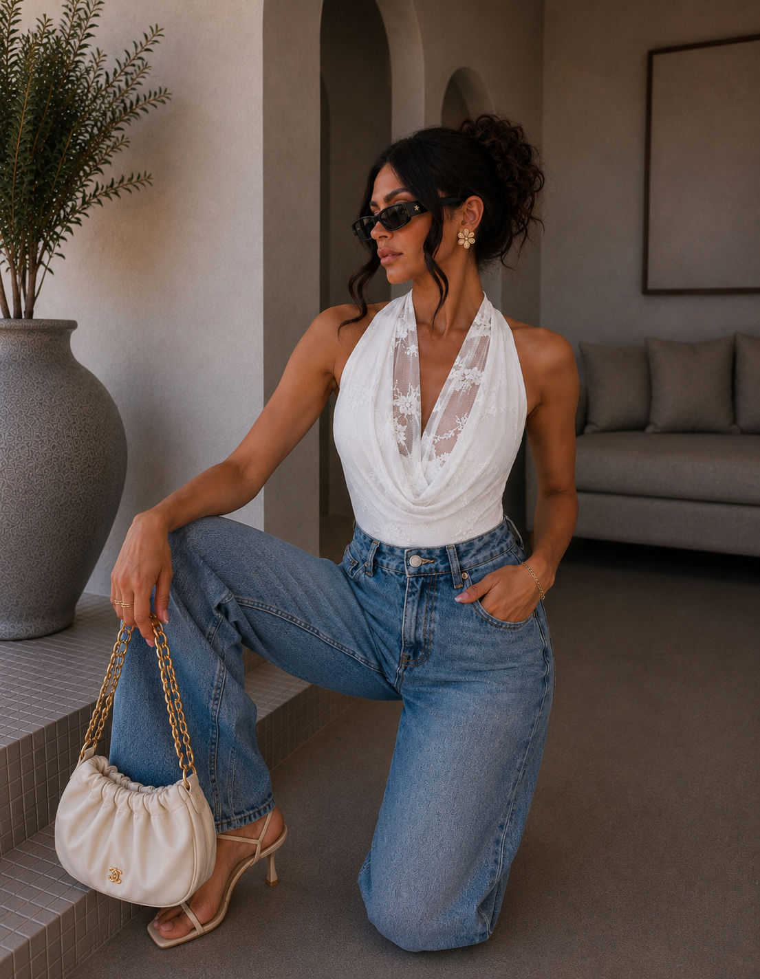 Body drappeggiato con scollo ad anello - R.a. Boutique