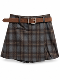 Gonna Pantaloncino Tartan con Cintura Inclusa – Grigio - R.a. Boutique