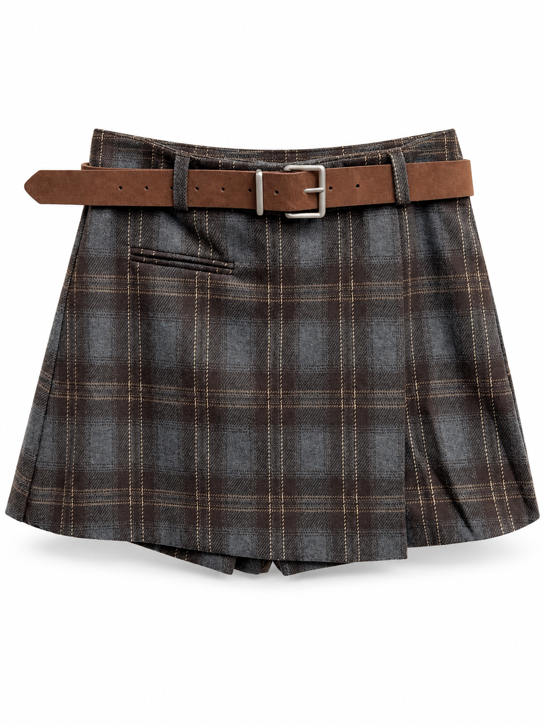 Gonna Pantaloncino Tartan con Cintura Inclusa – Grigio - R.a. Boutique