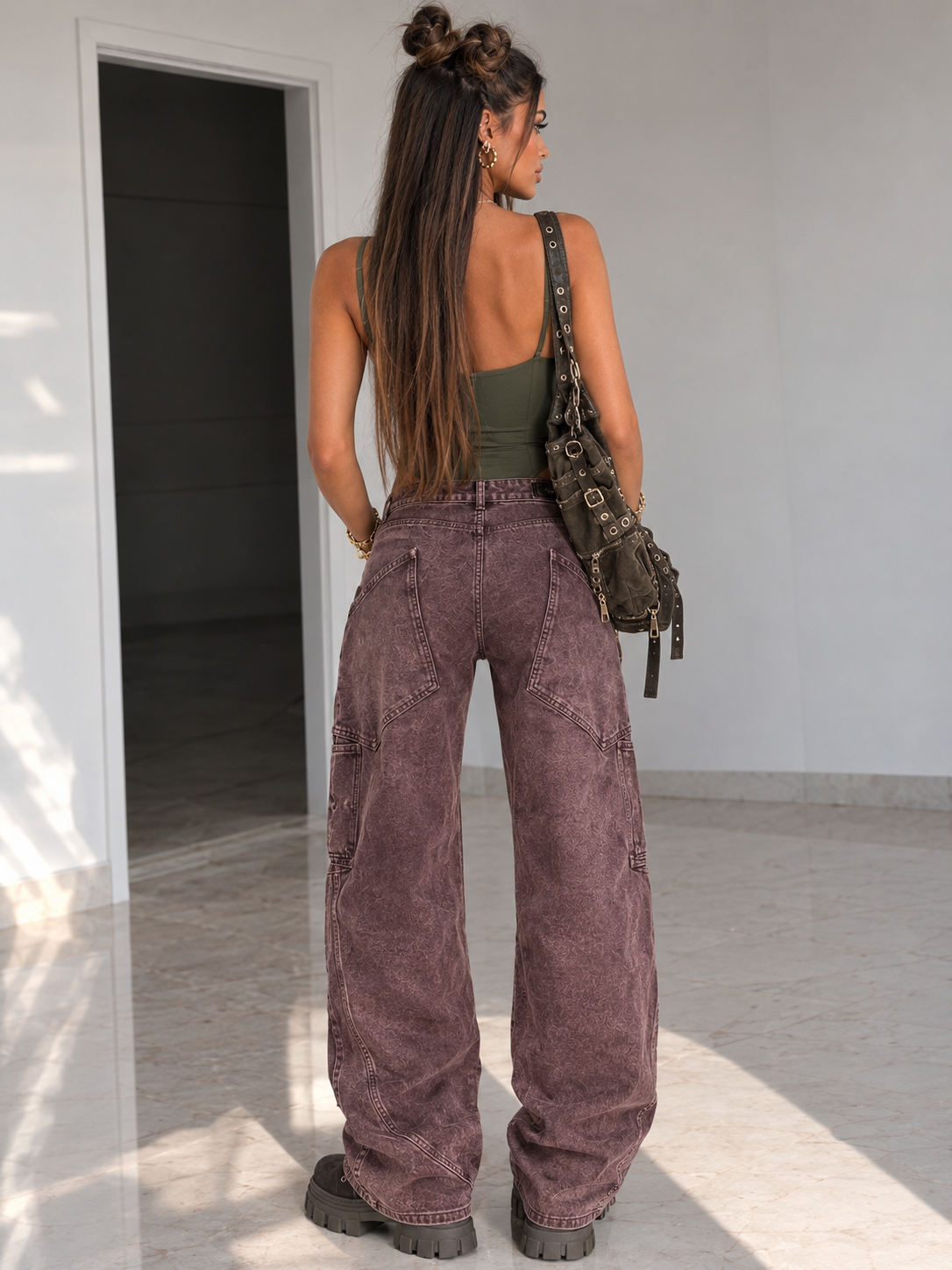 Jeans Balloon Washed Bordeaux - R.a. Boutique