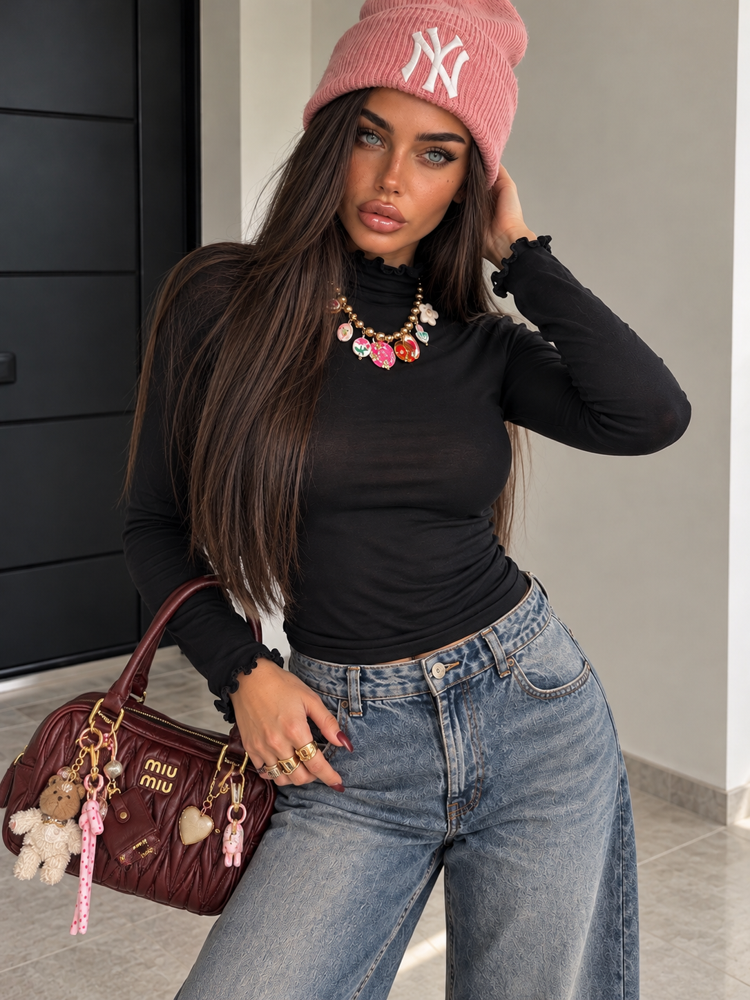 Maglia Dolcevita Soft con Collo e Polsini Arricciati – Nero - R.a. Boutique