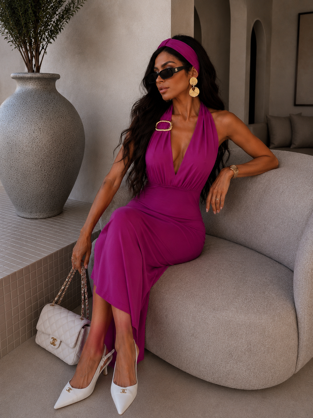Abito amarena con lacci e gioiello - R.a. Boutique