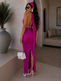 Abito amarena con lacci e gioiello - R.a. Boutique