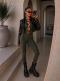 Tuta aderente verde militare con incroci - R.a. Boutique