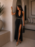 Tuta nera con spacco - R.a. Boutique
