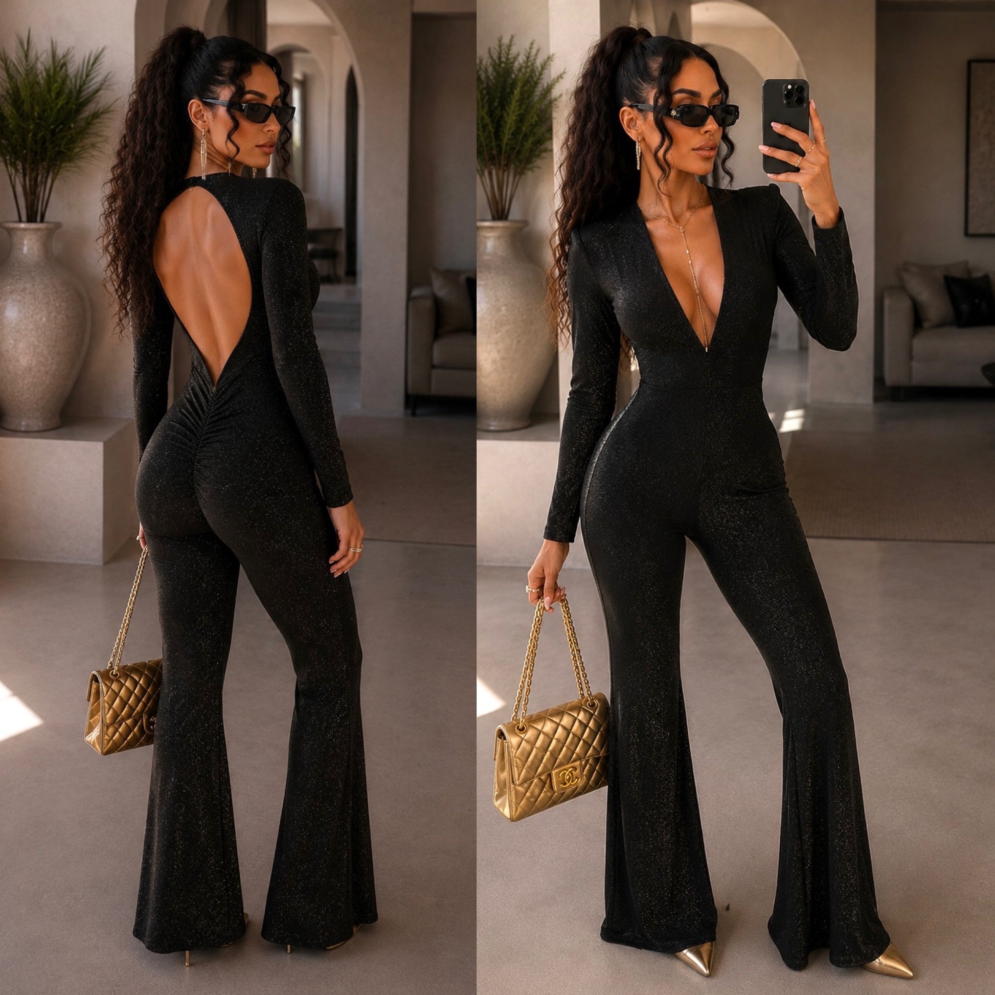 Tuta push up nero lurex - R.a. Boutique