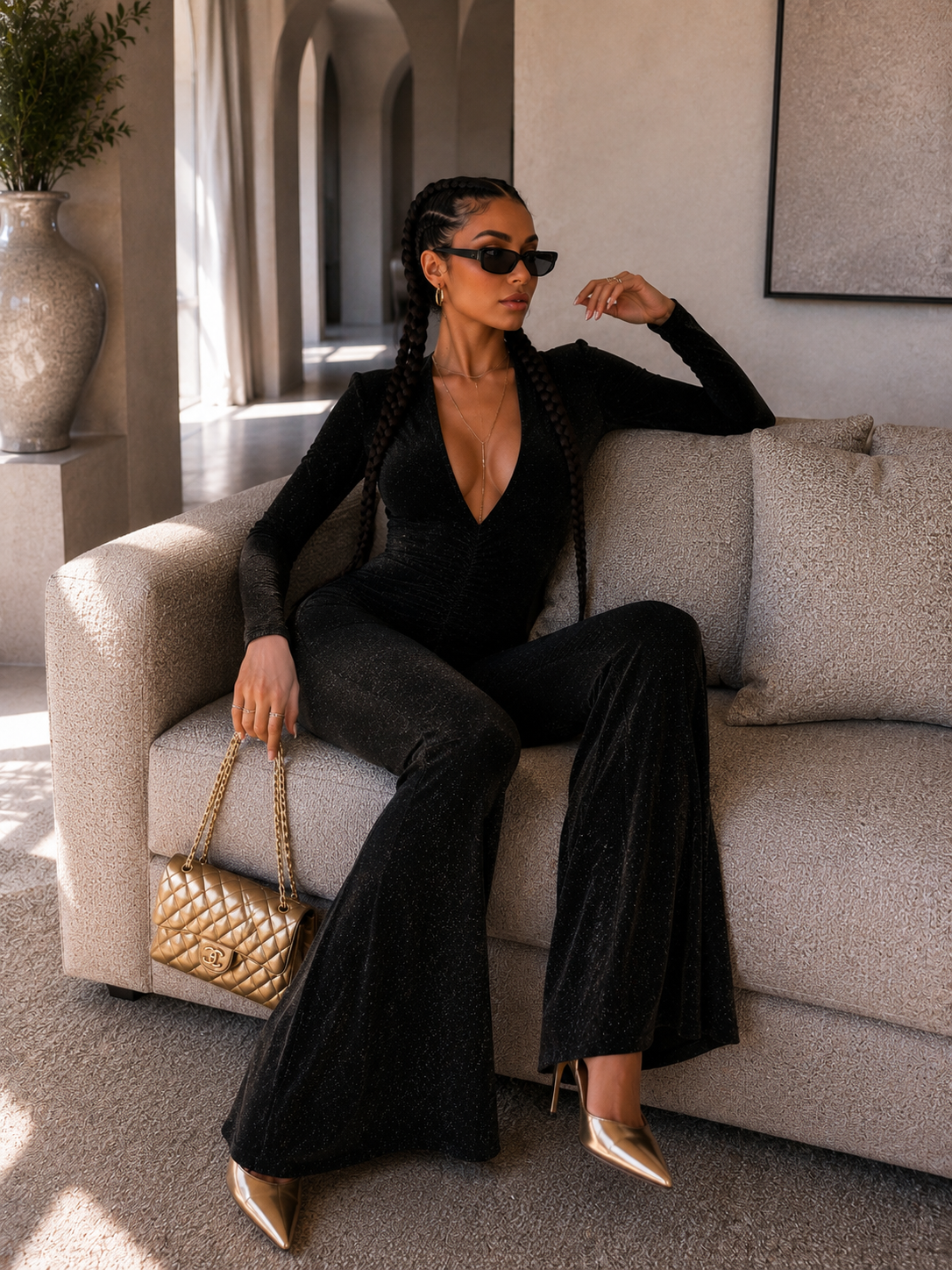 Tuta push up nero lurex - R.a. Boutique